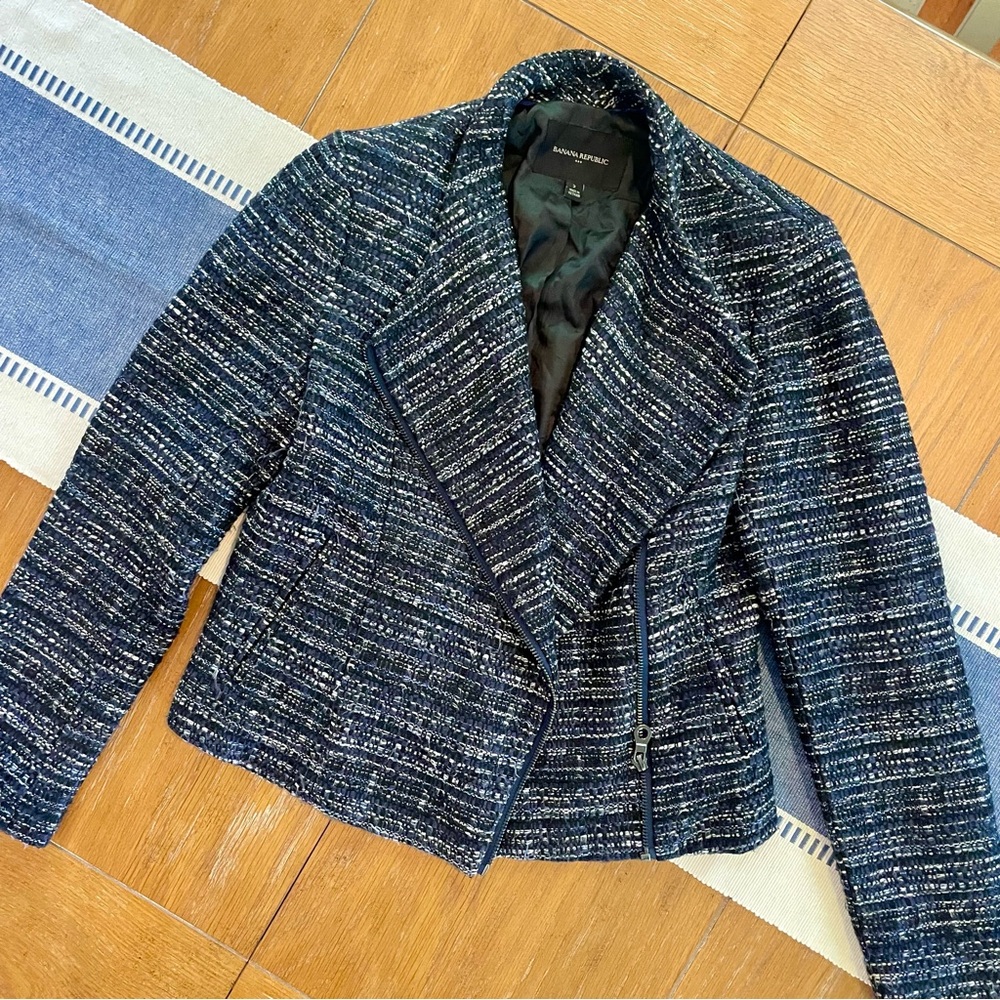 Banana Republic Factory Tweed Moto Blazer, Size 2
